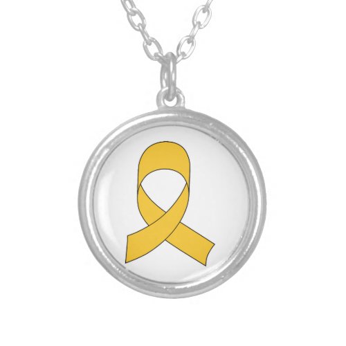 Gold Ribbon Drawing Silver Plated Necklace