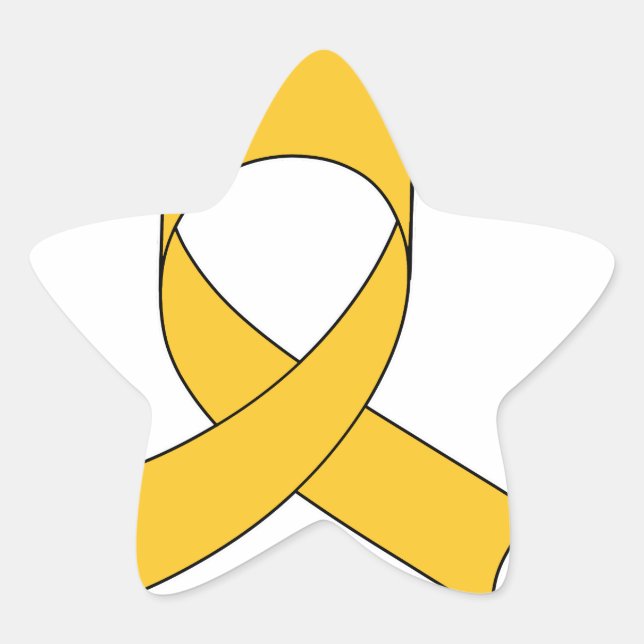 Gold Ribbon Drawing Star Sticker (Front)
