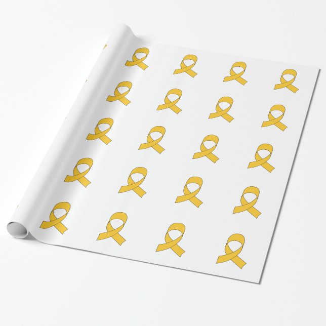 Gold Ribbon Drawing Wrapping Paper (Unrolled)