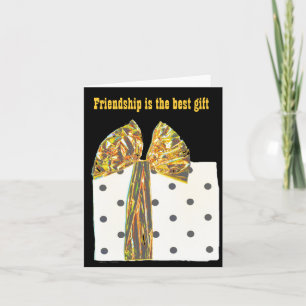 Gold Ribbon Inspirational Friendship Poem Letterpress Thank You Card