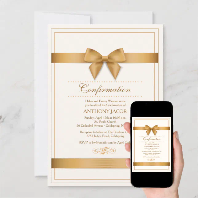 Gold Ribbon Invitation | Zazzle