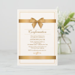 Gold Ribbon Invitation | Zazzle