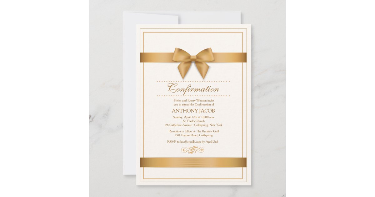 Gold Ribbon Invitation | Zazzle