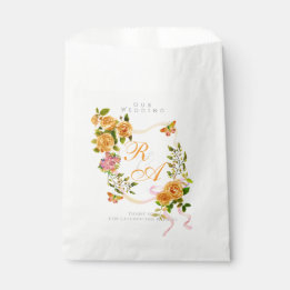 Gold Ribbon Monogram Wedding Favor Bag