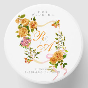 Gold Ribbon Monogram Wedding Soy Wax Candle Favor Mini Candle Favors