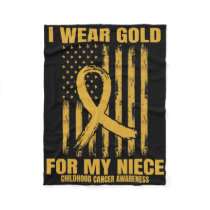 Gold Ribbon Niece Childhood Cancer Awareness Ameri Fleece Blanket