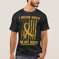 Gold Ribbon Niece Childhood Cancer Awareness Ameri T-Shirt