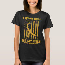 Gold Ribbon Niece Childhood Cancer Awareness Ameri T-Shirt