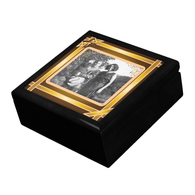 Gold  Ribbon Photo Template Gift Box (Side)