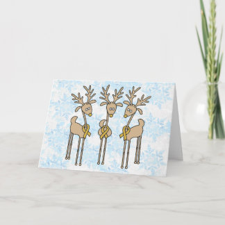Gold Ribbon Reindeer Holiday Card