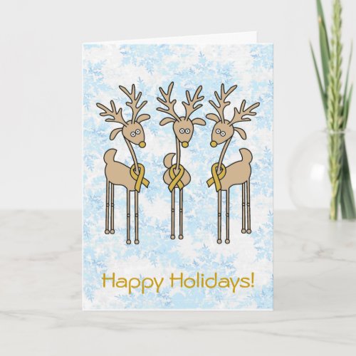 Gold Ribbon Reindeer Holiday Card
