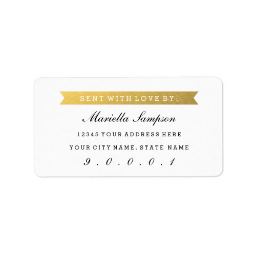 Gold Ribbon Sent to you From with Custom Address Label