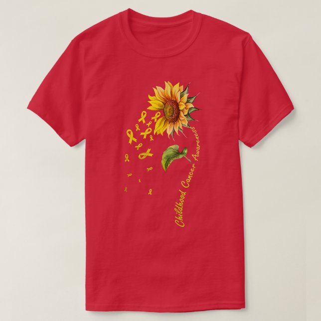 Gold Ribbon Sunflower Childhood Cancer Awareness M T-Shirt (Design Front)