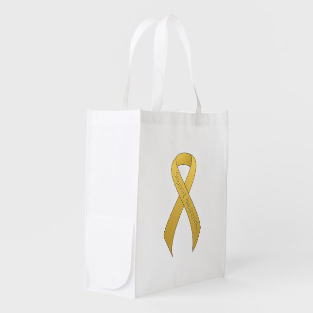Gold Ribbon Support Awareness Grocery Bag (Front Side)