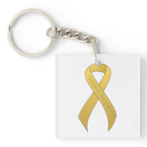 Gold Ribbon Support Awareness Keychain
