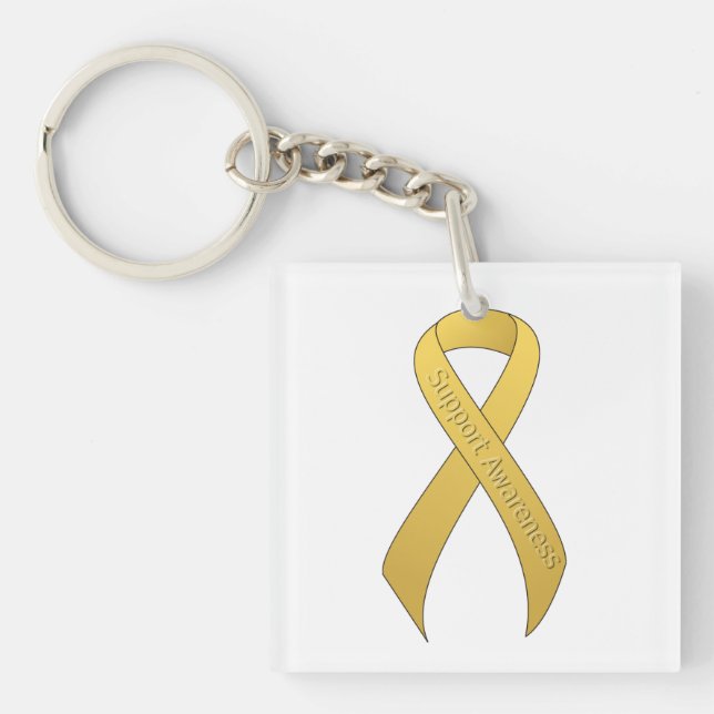 Gold Ribbon Support Awareness Keychain (Front)