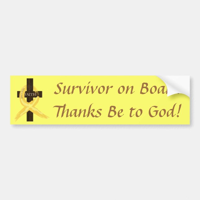 Gold Ribbon Survivor on Board bumper sticker (Front)