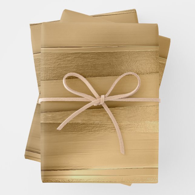 gold ribbon texture metallic stylish  wrapping paper sheets (In situ)