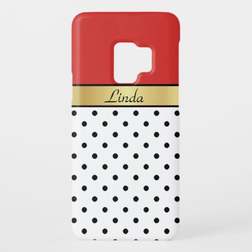 Gold Ribbon Tomato Red White Black Polka Dots Chic Case_Mate Samsung Galaxy S9 Case