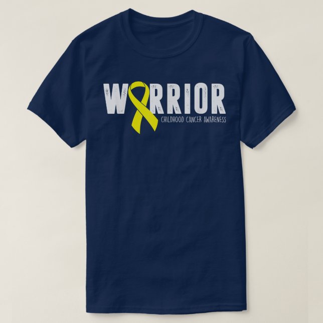 Gold Ribbon Warrior childhood cancer awareness  T-Shirt (Design Front)