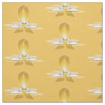 Gold Ribbon with Swans: Childhood Cancer Fabric