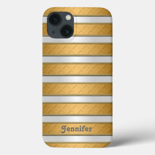 Gold Ribbons Stripes Personalized Art iPhone 13 Case