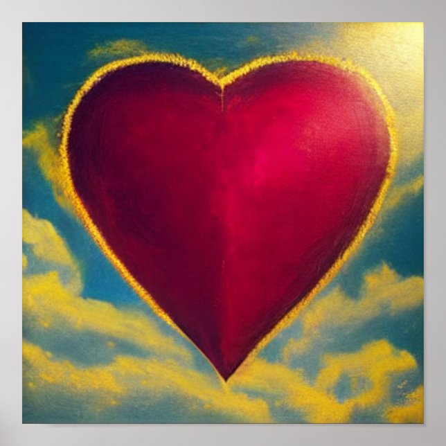 Gold Rimmed Red Heart Poster (Front)