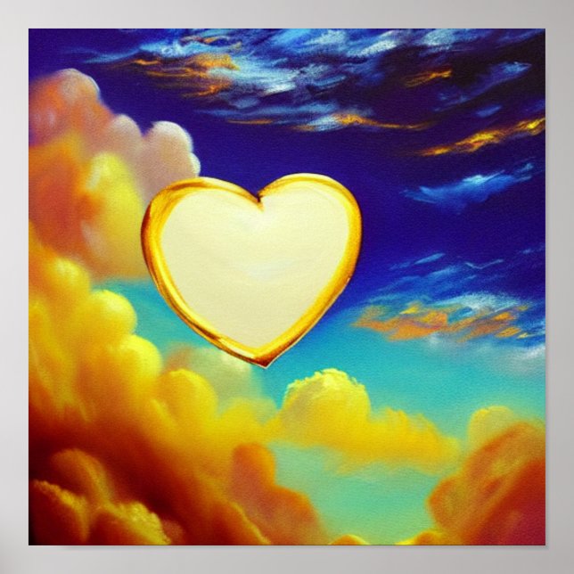 Gold Rimmed White Heart Poster (Front)