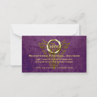 Gold Ring Eagle on purple leather look, Finances Advice Card