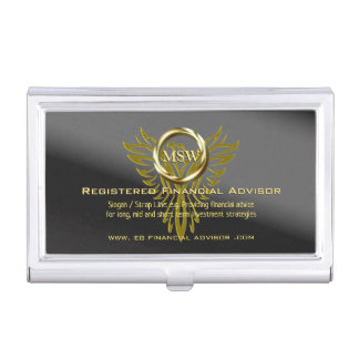 Gold Ring Eagle on shaded black, Financial Advisor Business Card Case