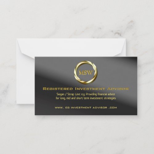 Gold Ring on Black Theme for Investment Advisor Advice Card