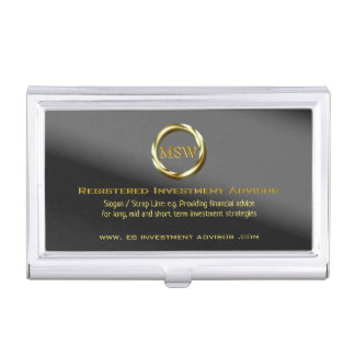 Gold Ring on Black Theme for Investment Advisor Business Card Case