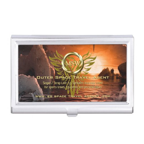 Gold Ring Phoenix Outer Space Travel Agent Business Card Case