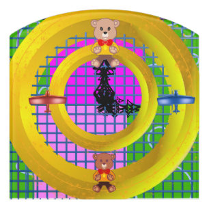 Gold Ring Plane Bowtie Teddy Bear Geometric  Door Sign