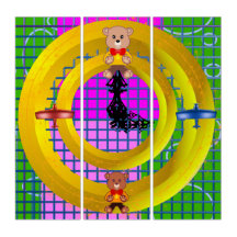 Gold Ring Plane Bowtie Teddy Bear Geometric