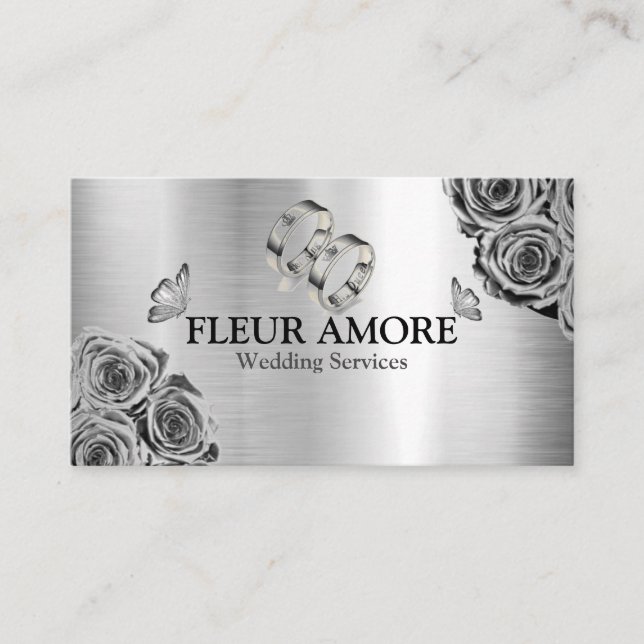 Gold Ring Planning Design Styling Wedding Services Business Card (Front)
