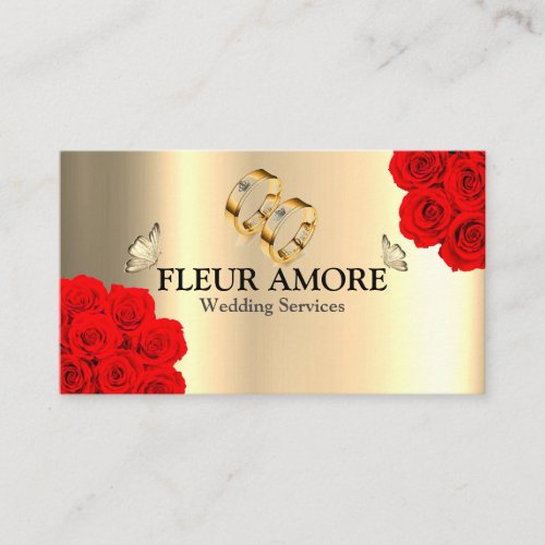 Gold Ring Planning Design Styling Wedding Services Business Card