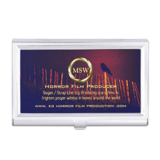 Gold Ring, Raven on Fence, Eerie, Horror Films Business Card Case