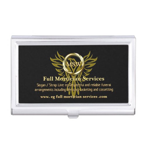 Gold Ring Rising Phoenix Mortician Service Business Card Case