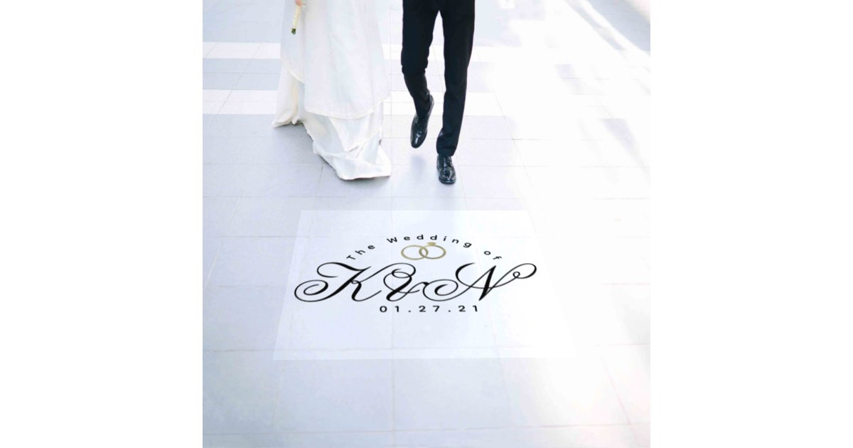 Gold Ring Script Wedding Dance Floor Decals | Zazzle