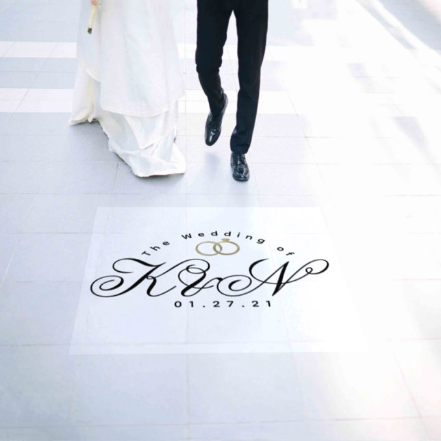 Gold Ring Script Wedding Dance   Floor Decals (Wedding)