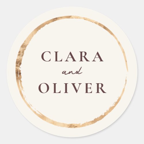 Gold Ring Tuscany Vineyard Wedding Envelope Classic Round Sticker