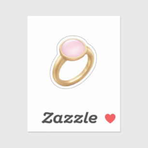 Gold Ring with Pink Gem Emoji Art Sticker