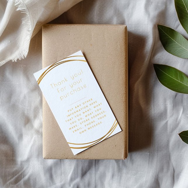 Gold rings insert Card for customer orders. (Gold rings insert Card for customer orders saying "Thank you for your purchase")