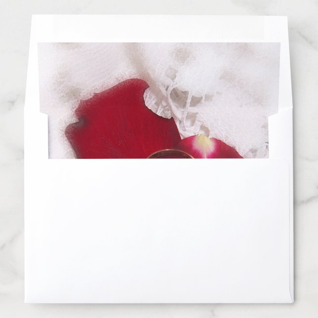 Gold Rings Rose Petals Wedding Envelope Liner (In Envelope)
