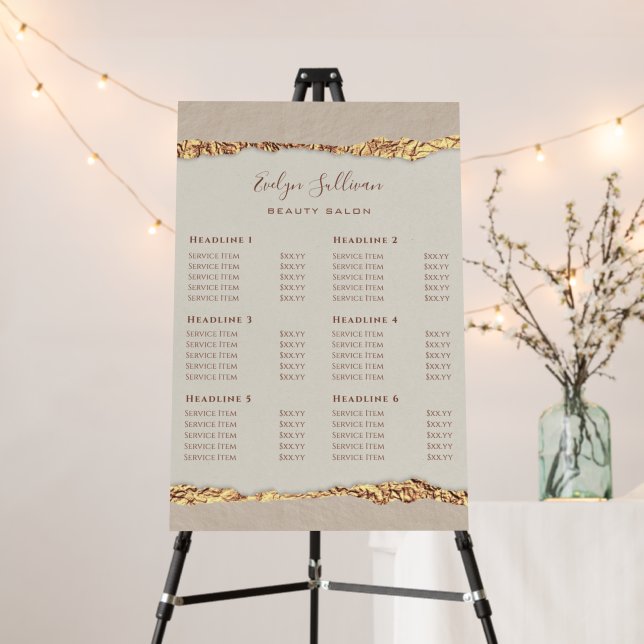 Gold Ripped Paper Price List Foam Board (In Situ (Stand))