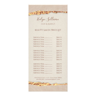 Gold ripped paper price list rack card