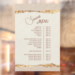 Gold Ripped Paper Services Menu Window Cling