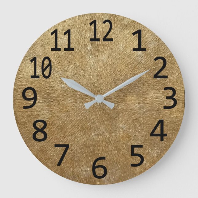 Gold Ripples Circular Pattern Metallic Look Clocks (Front)