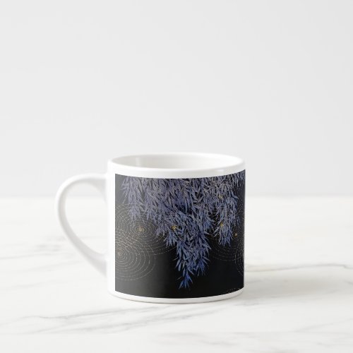 Gold Ripples Intricate Blue Hue Leafs Ristretto  Espresso Cup